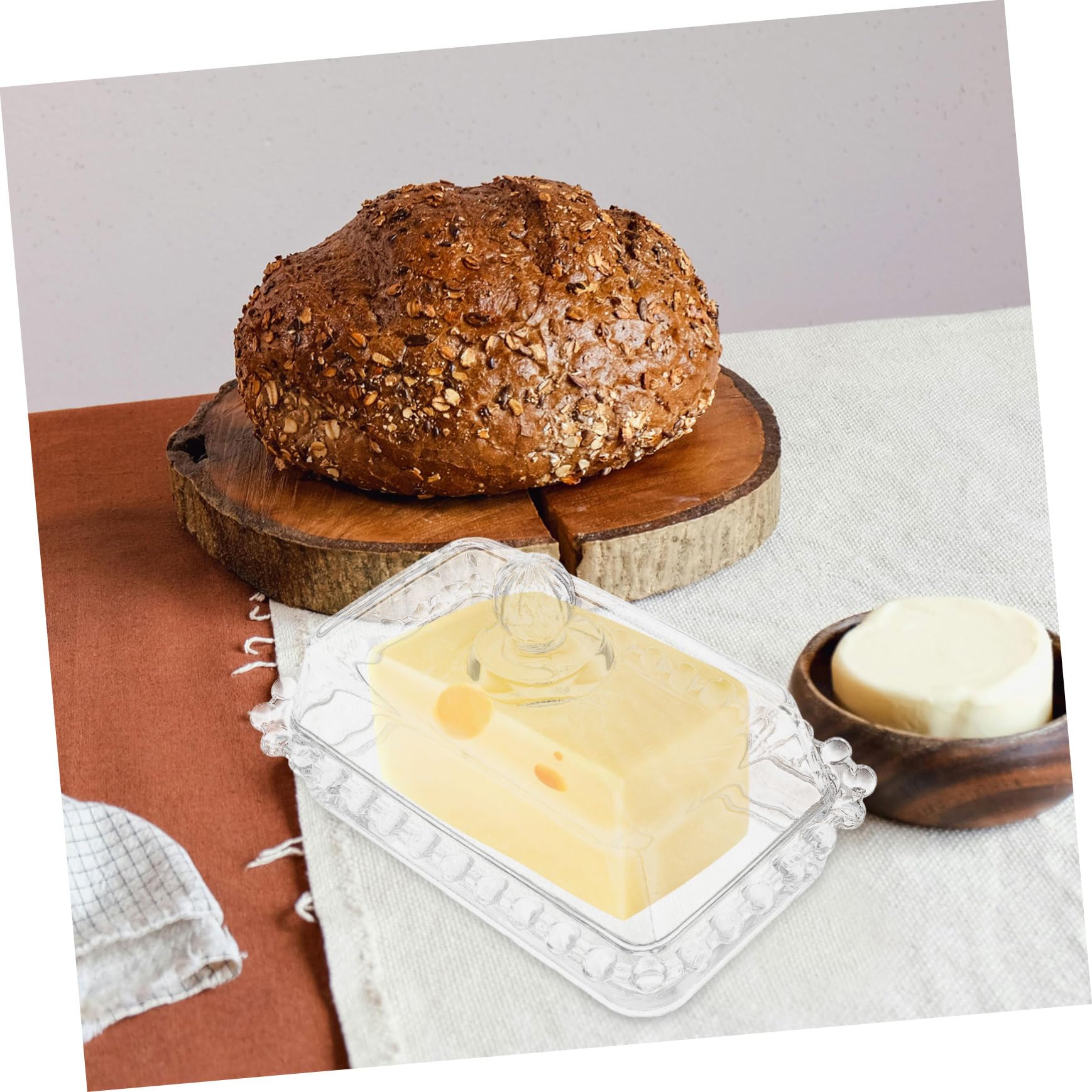 Amazon | MUCKLILY ガラス製バターケース 蓋付き食品容器 バター保存